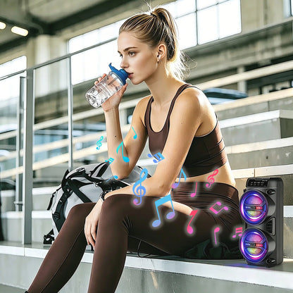 High Volume Portable Bluetooth Speaker with Dual Subwoofers, Rich Heavy Bass, TWS Wireless Stereo, FM Radio, USB TF AUX Mic Input, Suitable for Home Party, Festival Dinner, Christmas Gift