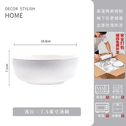 Handmade Underglaze Ceramic Deep Plate Dinnerware Set Rustic Kitchen Serving Dish Bowl Set Home Gift