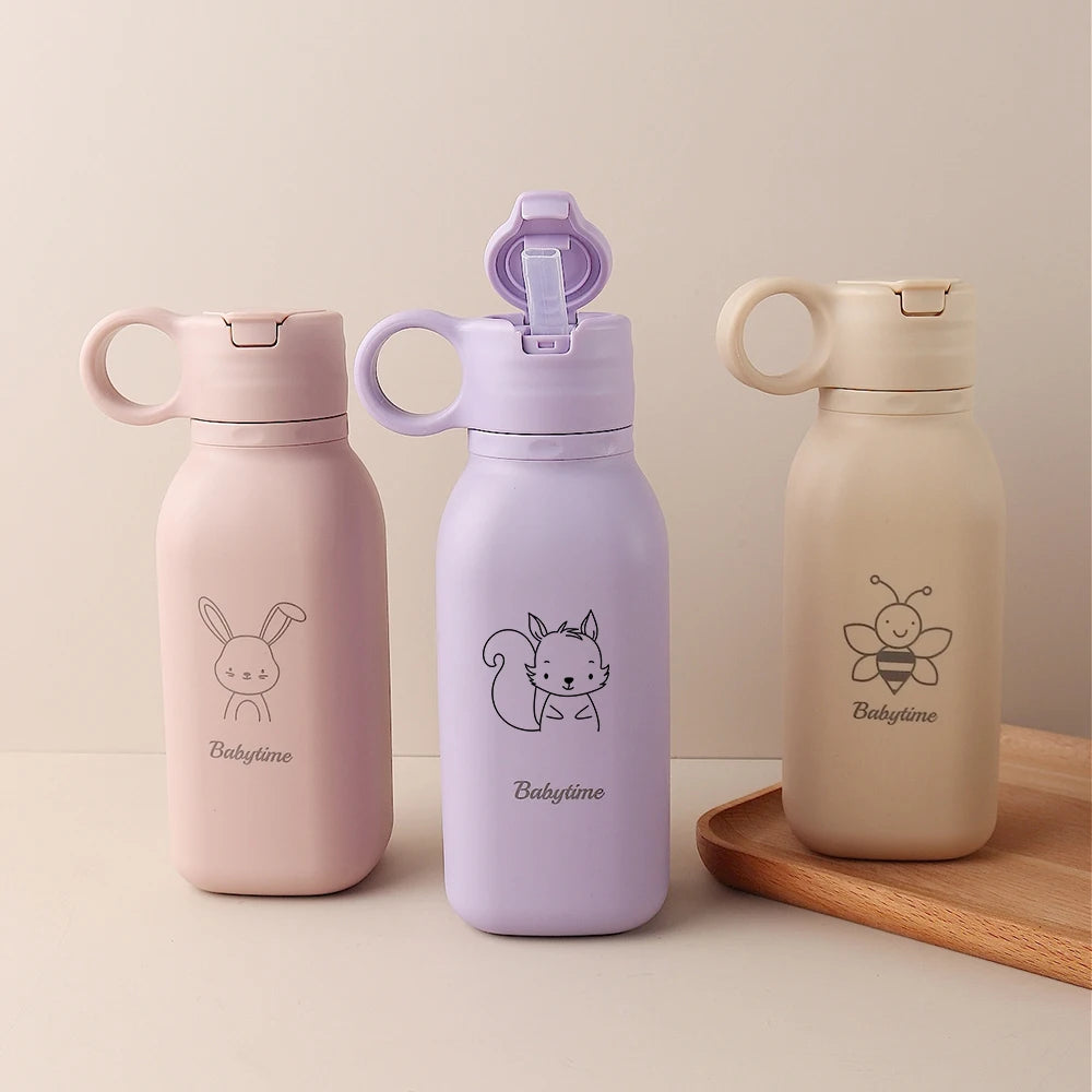 450ml Custom Name Silicone Straw Cup, Personalized Cartoon Pattern