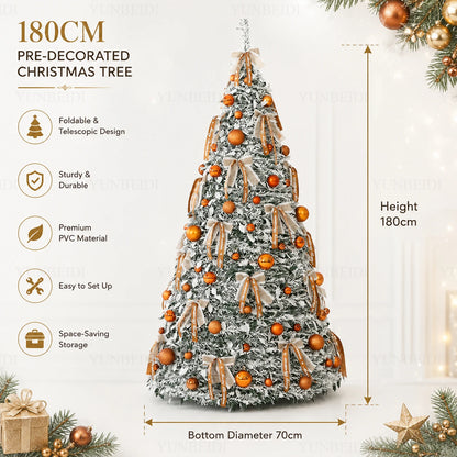 Integrated Christmas Tree Foldable with Ornaments LED Lights High Grade Christmas Tree 120cm To 180cm Home Christmas Party Decor