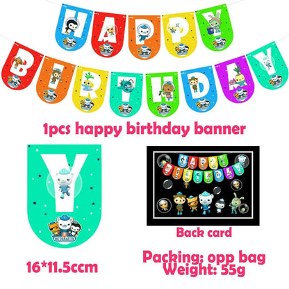 The Octonautsed Party Decoration Bear Cat Penguin Latex Ballons Captain Sea Animal Foil Balloons Happy Birthday Banner Kids Toy