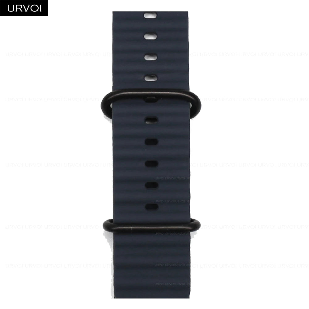 URVOI Ocean Band for Apple Watch Ultra 4 3 2 Strap Series 12 11 10 SE Sport Band for iWatch Silicone Wristband Black Buckle 49mm