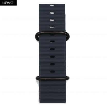 URVOI Ocean Band for Apple Watch Ultra 4 3 2 Strap Series 12 11 10 SE Sport Band for iWatch Silicone Wristband Black Buckle 49mm
