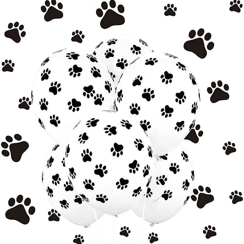 10PCS 12Inch Cute Dog Paws Print Balloons White Black Latex Balloon Kids Birthday Gift Baby Shower Party Toys Home Party Decor