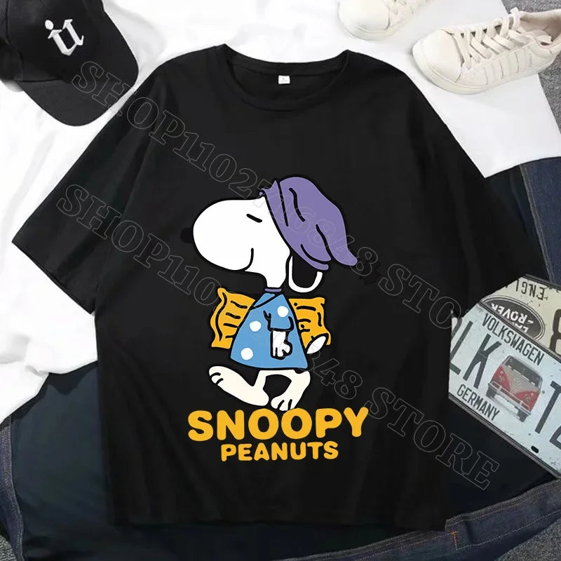 Snoopys Men Women Summer Clothes Adult Cotton Shirts Cartoon Anime Graphic Print Tops Cool Comfortable Shirt Birthday Party Gift