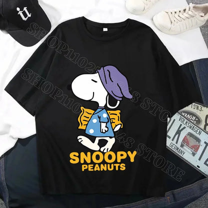 Snoopys Men Women Summer Clothes Adult Cotton Shirts Cartoon Anime Graphic Print Tops Cool Comfortable Shirt Birthday Party Gift