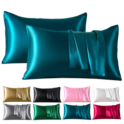 Polyester Satin Pillowcase Set | Two Covers with Envelope Closure | Bedroom & Guest Room