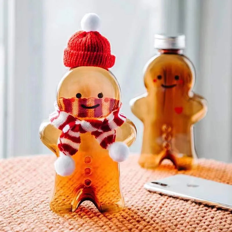 Christmas Cups Decorations 2026 Milk Tea Bottle Plastic Christmas Mug Gingerbread Man Xmas Tree Coffee Cup 2026 Christmas Gifts