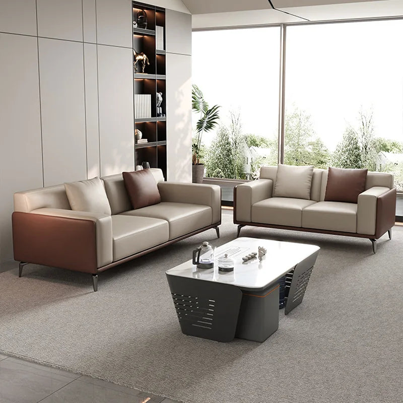 Office Sofa Simple Modern Business Leisure Reception Room Meeting Area Three-person Office Sofa Coffee Table Combination