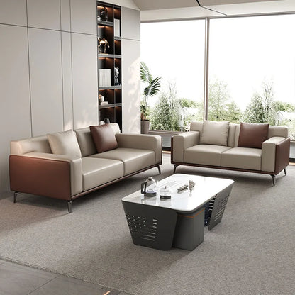 Office Sofa Simple Modern Business Leisure Reception Room Meeting Area Three-person Office Sofa Coffee Table Combination
