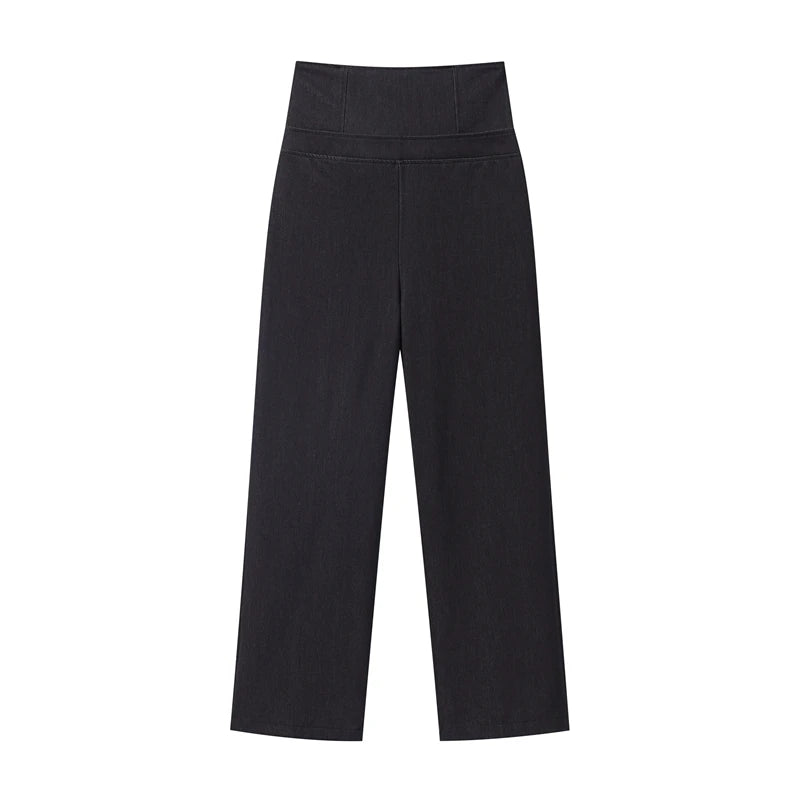 Fashion Women Pant Set Fashion Stand Collar Single Breasted Short Sleeve Cropped Coat And Lace Up Wide Leg Pant Casual Outwear