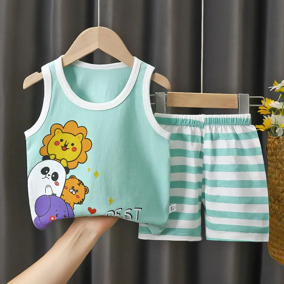 Summer Children's Vest Set Pure Cotton Baby Sleeveless Vest 2-piece Clothes Boy's Clothing Set Baby Toddler Clothing For Boy