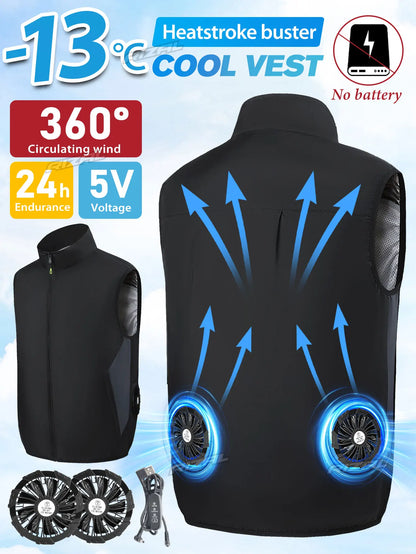 2026 Cool Vest Wearable Cooling Fan Vest Air-conditioned Clothes Cooling 13 Hours for High Temperature Work Fishing Vest Hiking