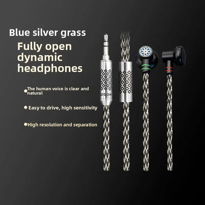 QIGOM S40A Blue Sage HiFi Wired Flat Head Earphones 15.4mm Dynamic Driver Music Monitors Headphones Earbuds with MMCX Cable