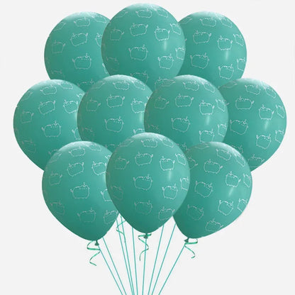 10pcs/lot 12inch Cartoon Japan Anime Pusheen Latex Balloons Animals Pet Grey Tiffany Blue Cat Ballons Birthday Decor Kids Toy