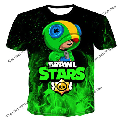 Kids' Game Character Graphic T-Shirt | Short Sleeves & Crew Neck | Casual Wear & Streetwear