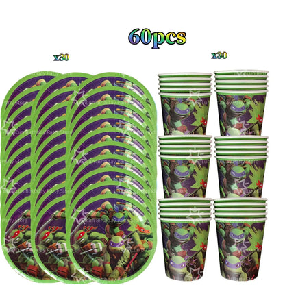 Cartoon Turtles Birthday Party Decorations Tableware Tablecloth Cup Plate Bag Napkins Balloon Baby Shower Turtles Party Favors