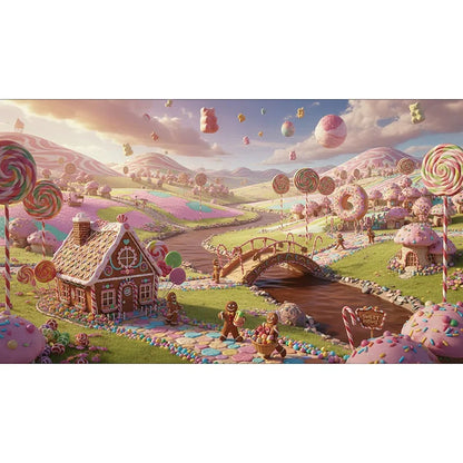 Candyland Backdrop Fantasy Candy Theme Castle Lollipop Party Banner for Girls Birthday Decor Photography Background Photo Booth