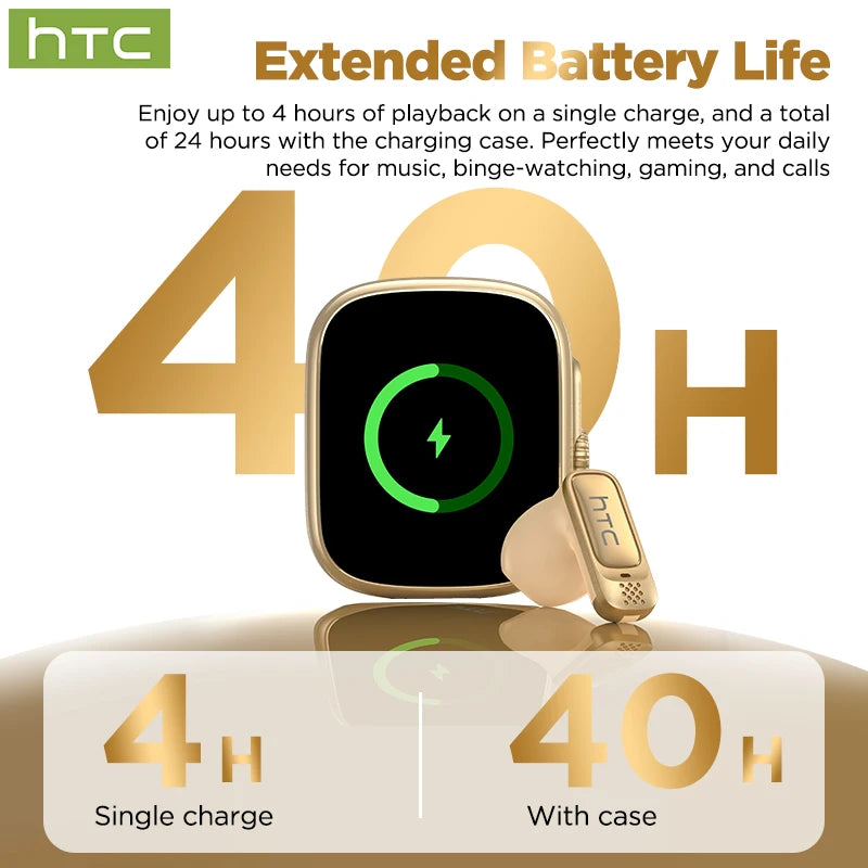 Bluetooth Earphones HTC NE72 AI Translation Auriculares Traductor Deidioma 2026, Sports Comfort Fit Earbuds with Surround Sound