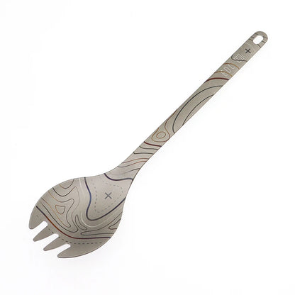 Colourful Pattern Outdoor Camping Picnic Barbecue Tableware Titanium Fork Spoon Outdoor Camping Picnic Tableware