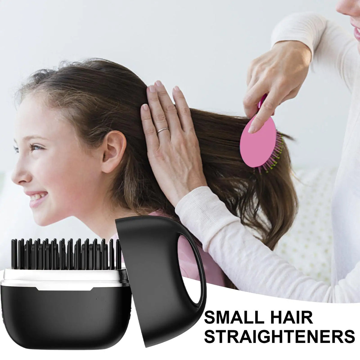 Small Hair Straightener Comb Straighteners Hair Styling Tool Less Frizz Smoother Straightening Brush Straighten Hair Brush
