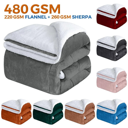Fluffy Sherpa Fleece Blanket Throw Single Double King Cozy Warm Sofa Bed Throws