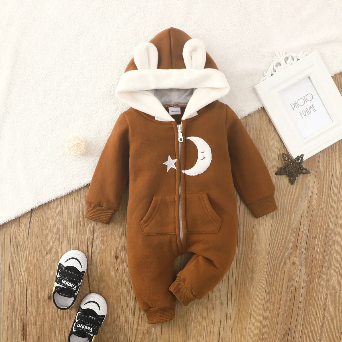 Newborn Baby Romper Love Printed Clothes Hooded Children Girl 0-1 Years Autumn Spring Infant Boy Jumpsuit Outfits 3 6 Months