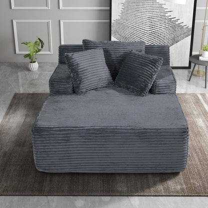 66" Oversized Cloud Sofa Bed, No Assembly Required Faux Fur Chaise Lounge with Pillow, Luxury Boneless Reading Chair for Living Room