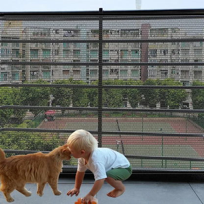 Pet Mesh Barrier Gate | Folding Breathable Mesh with Hooks | Stairs & Doorways
