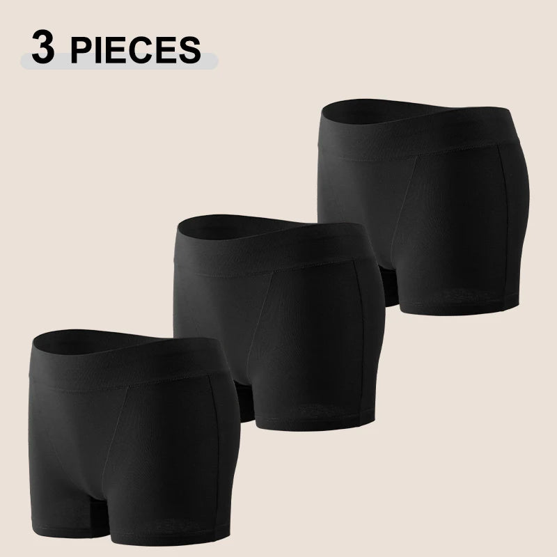 3Pcs/Set Women S-XXL Cotton Sports Boyshorts Panties Seamless High Rise Elastic Boxer Pants Female Comfortable Intimate Lingerie