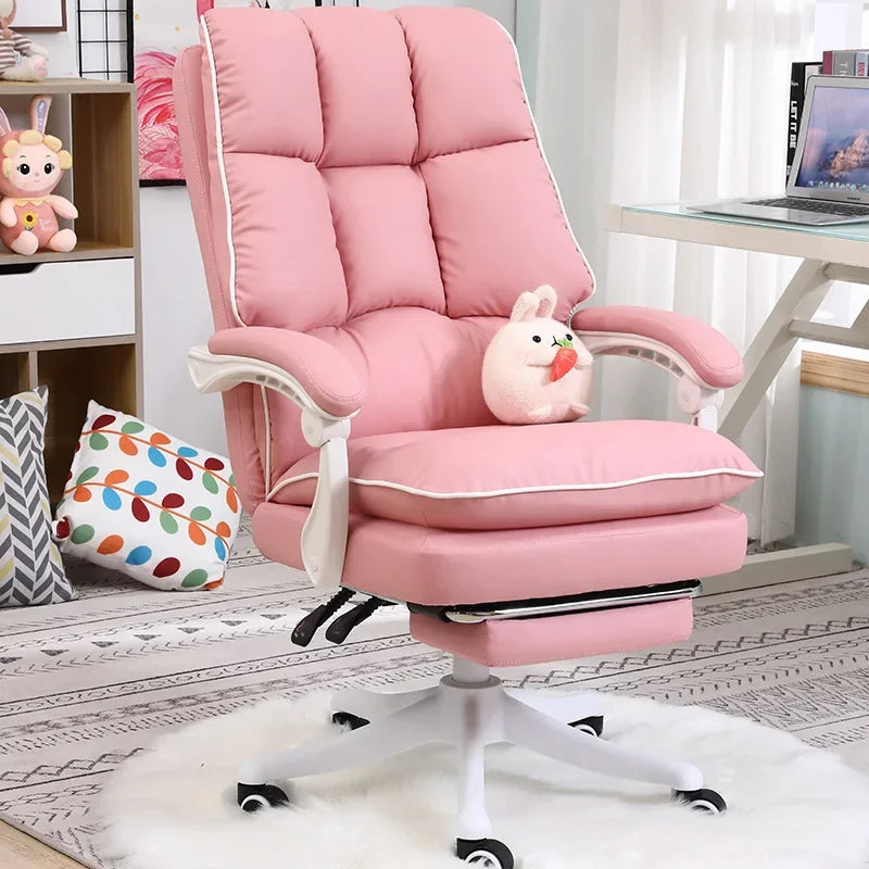 Office  Reclining Armchair with Footrest WCG Computer Gaming  Internet Cafe Gamer  bedroom study  Pink white