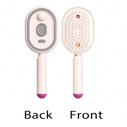 Electric Spray Hair Brush 2-In-1 Misting Hair Brush with Water Spray Reduce Frizz Anti-Static Retractable Steam Massage Comb