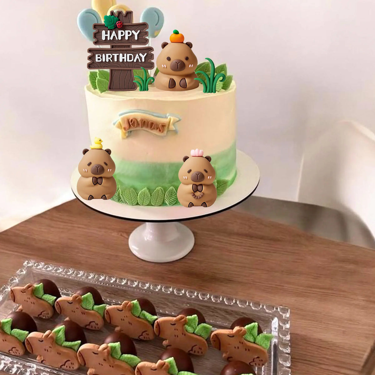LaVenty Capybara Cake Toppers Mini Blowfish Party Supplies for Capybara Birthday Party Supplies Baby Shower Party Favors