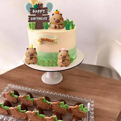 LaVenty Capybara Cake Toppers Mini Blowfish Party Supplies for Capybara Birthday Party Supplies Baby Shower Party Favors