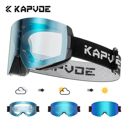 Kapvoe Snow Goggles Ski Snowboarding Skiing Sunglasses for Women Men Anti-Fog Lens UV400 Photochromic Glasses Motorcycle Glasses