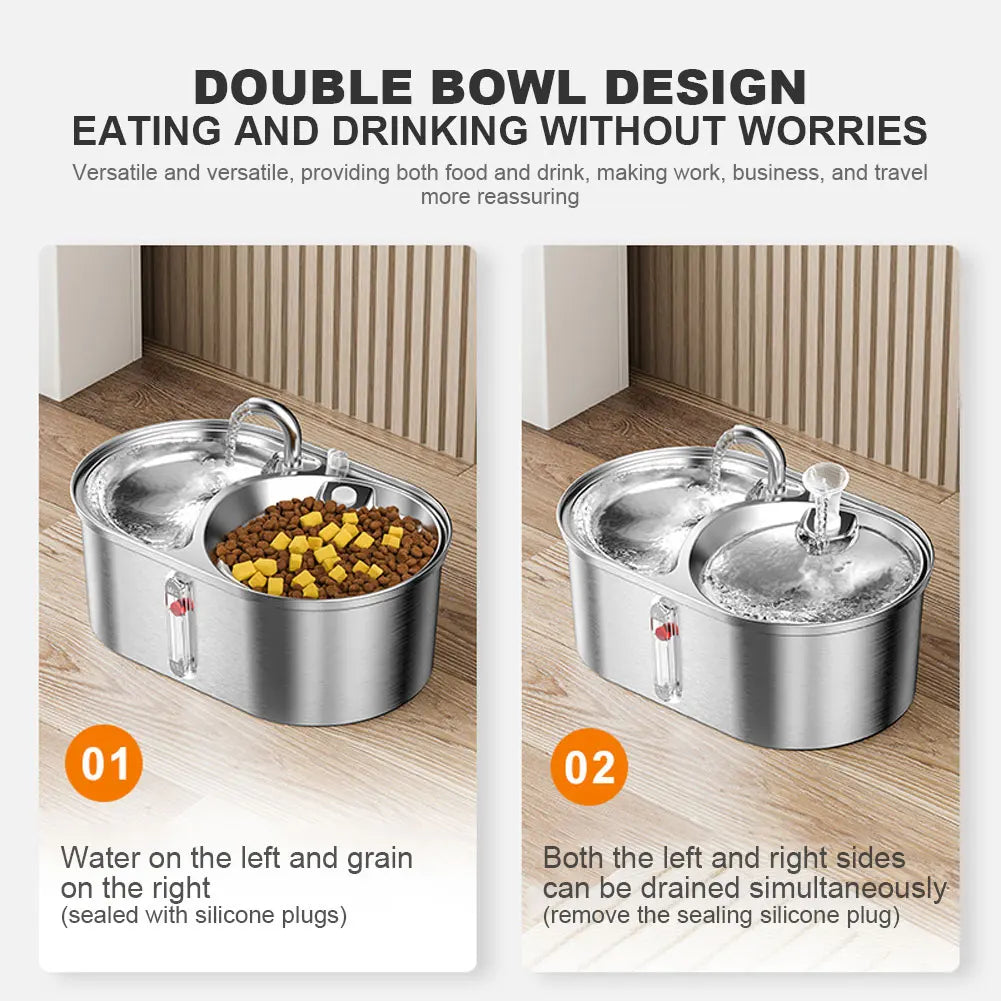 Stainless Steel Automatic Pet Water Dispenser Replacement  3L Pet Fountains Ultra Quiet for Dogs Cats Multiple Pet