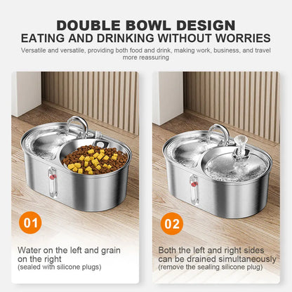Stainless Steel Automatic Pet Water Dispenser Replacement  3L Pet Fountains Ultra Quiet for Dogs Cats Multiple Pet