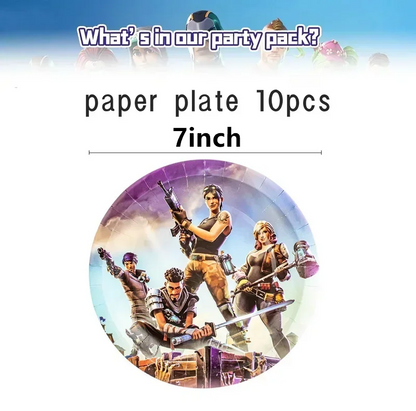 Fortnite Balloons Happy Birthday Banner Shooting Game Party Decoration Alpaca Llama Disposable Tableware Background Cake Topper