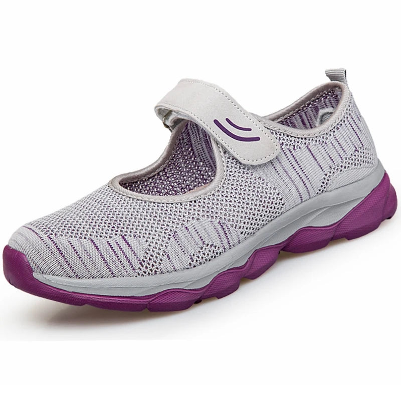 Women's Breathable Walking Shoes Ladies Fashion Mary Jane Sneakers Adjustable Working Nurse Shoes Lightweight Flats Roll