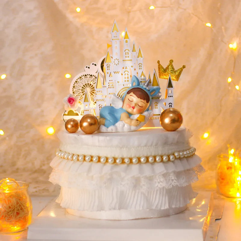 Castle Cake Topper Flag Rainbow Anniversary Cupcake Toppers For Wedding Happy Birthday Party Baking Decoration Happy New Year