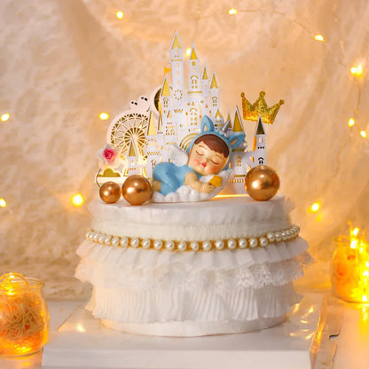Castle Cake Topper Flag Rainbow Anniversary Cupcake Toppers For Wedding Happy Birthday Party Baking Decoration Happy New Year