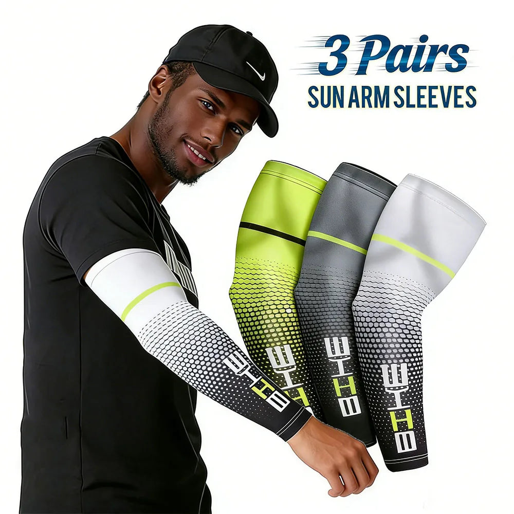 1/3Pairs Unisex Cycling Running Sports Sleeve Arm Cooling Sleeves UV Sun Protection Cuff Cover Protective Elastic Arm Sleeves