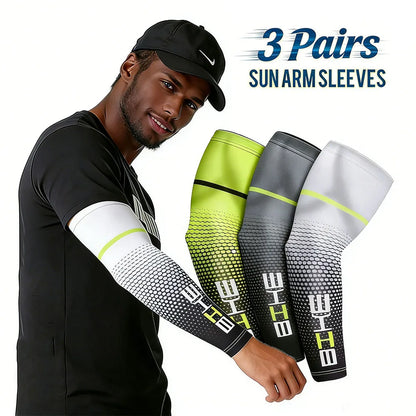 1/3Pairs Unisex Cycling Running Sports Sleeve Arm Cooling Sleeves UV Sun Protection Cuff Cover Protective Elastic Arm Sleeves