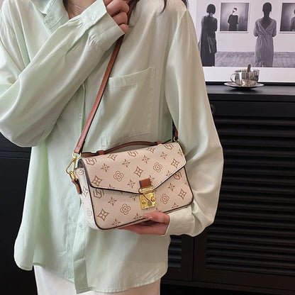 2026 New Women's Bag, Fashion Printed Shoulder Bag, Handheld Square Bag, Versatile High-end Texture Crossbody Bag