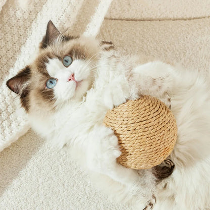 Interactive Sisal Cat Scratching Ball Toy For Kitten Teeth Cleaning Anti Bite 10CM Super Big Cat Ball Sounding Toy Pet Supplies