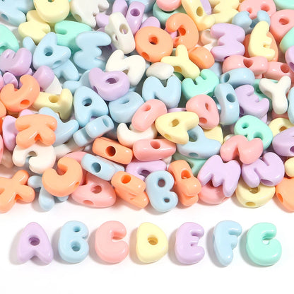20-30pcs/lot Big Hole Cartoon English Letters Acrylic Beads Colored Loose Spacer Beads For Jewelry Making DIY Necklace Keychain