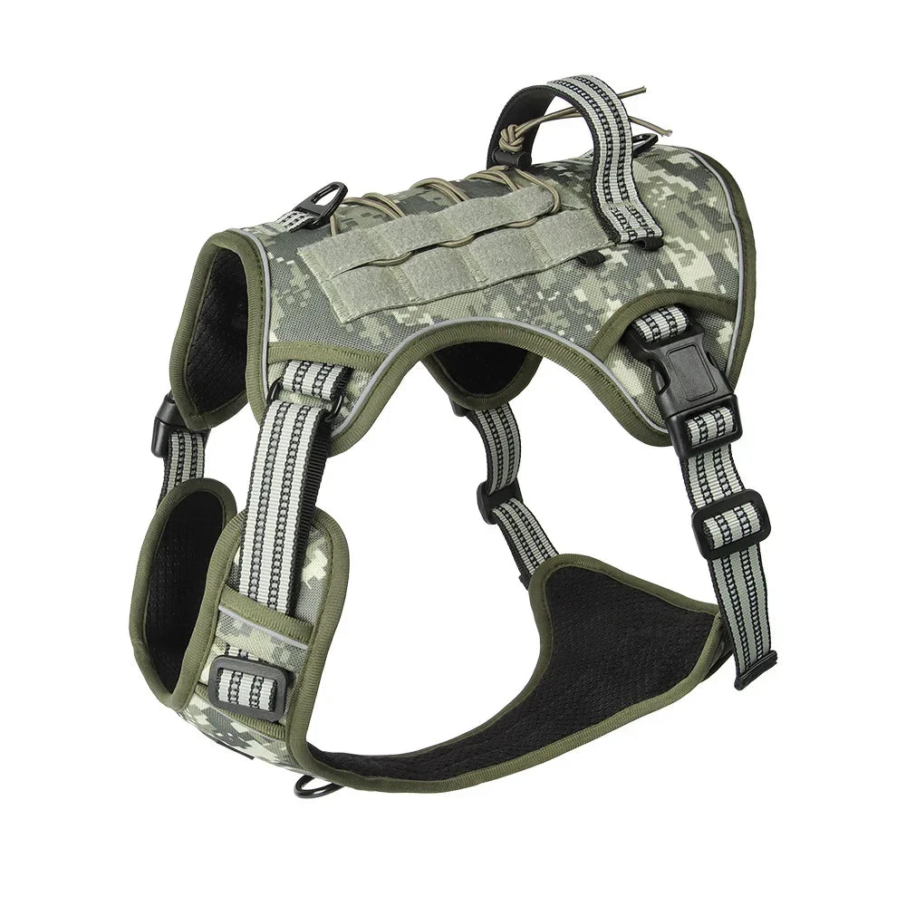 Large Dog Tactical Vest Multi-Function MOLLE-Compatible Harness with Anti-Pull Design for Outdoor Training Gear