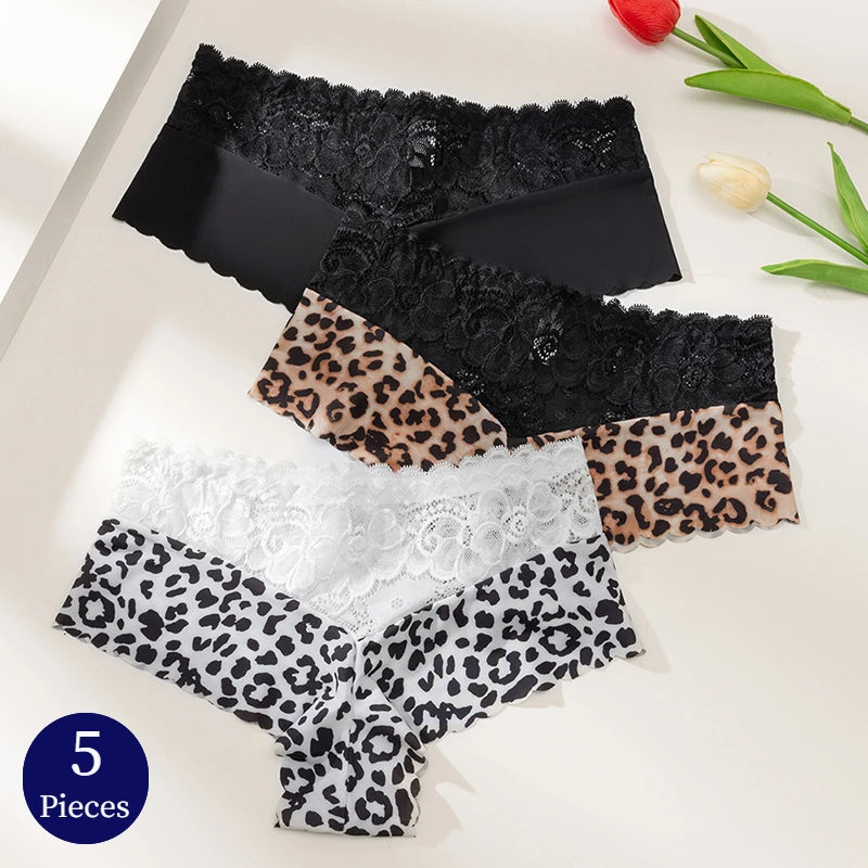 BZEL 5PCS/Set Women's Panties Sexy Lace Underwear Fashion Printing Woman Boxers Comfortable Lingerie Breathable Female Boyshorts