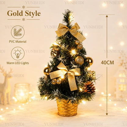 40CM Christmas Tree with LED Lights Mini Artificial Christmas Tree Home Desktop Decoration Christmas Decoration New Year Gift