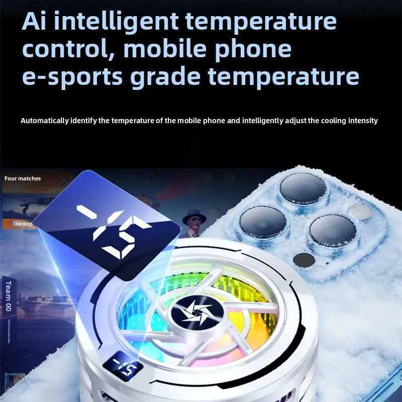 Cooling Phone Fan 15W Cell Phone Cooler Radiator Magnetic Cell Phone Game Cooler for Cell Phone Portable Fan Cooler Phone Fridge